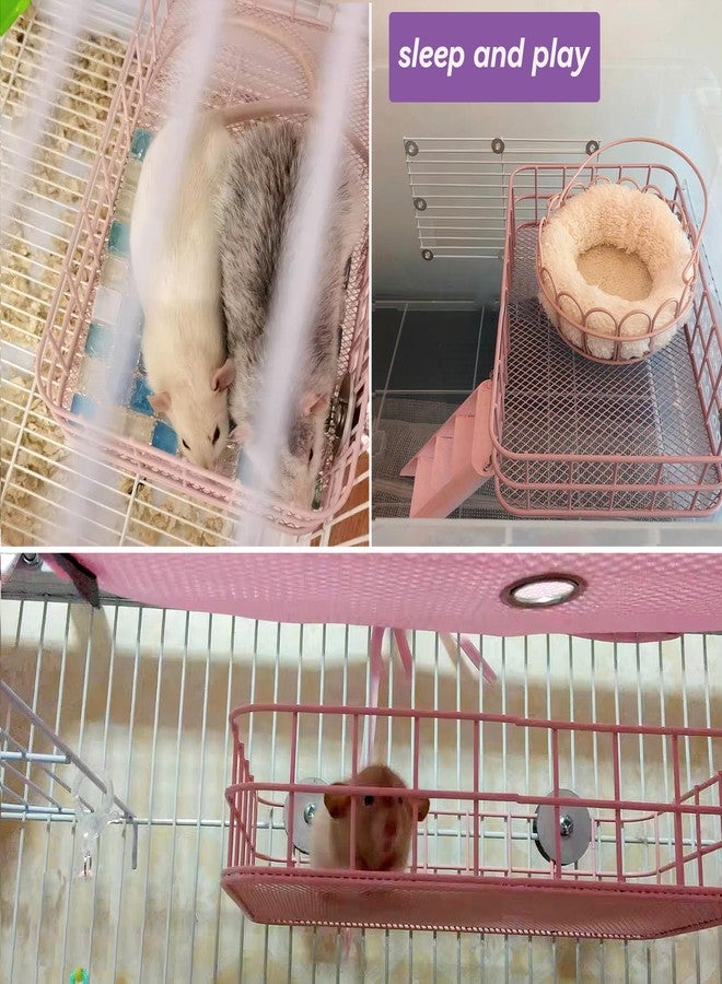 JSLZF Rat Cage Platform Accessories Hanging Rat Ledge Metal Ferret Hammock Squirrel Cage Bed Small Animal Habitat for Hamster, Sugar Glider - Image 5